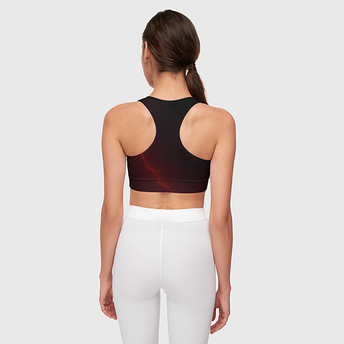 Женский спортивный топ Красная молния на черном / 3D-принт – фото 4