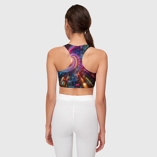 Женский спортивный топ Fractal neon spiral - ai art fantasy / 3D-принт – фото 4