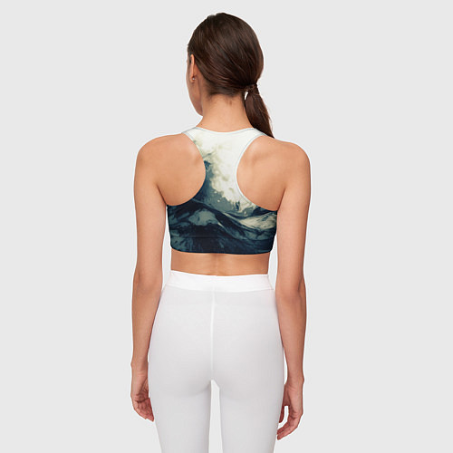 Женский спортивный топ Чёрно-синие абстрактные краски / 3D-принт – фото 4