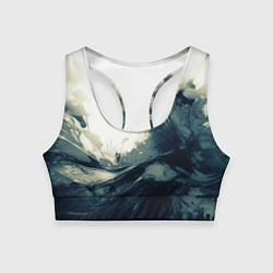 Топик спортивный женский Чёрно-синие абстрактные краски, цвет: 3D-принт