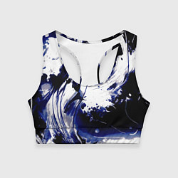 Женский спортивный топ Чёрно-фиолетовый абстракция волна