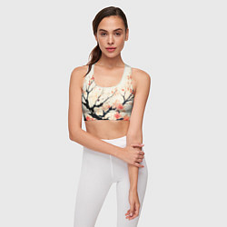 Топик спортивный женский Чёрное дерево с цветами абстракция, цвет: 3D-принт — фото 2