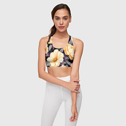 Топик спортивный женский Крупные жёлтые цветы, цвет: 3D-принт — фото 2