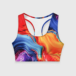 Женский спортивный топ Красно-синие масляные краски смешение абстракция