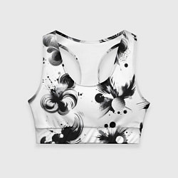 Топик спортивный женский Чёрно-белая абстракция нейроарт, цвет: 3D-принт