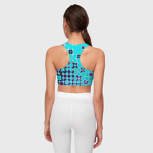 Женский спортивный топ Геометрическая метаморфоза на бирюзе / 3D-принт – фото 4