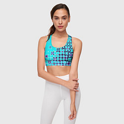 Топик спортивный женский Геометрическая метаморфоза на бирюзе, цвет: 3D-принт — фото 2
