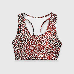 Женский спортивный топ Тёмный красный с белыми пятнышками
