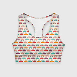Женский спортивный топ Цветные машинки паттерн