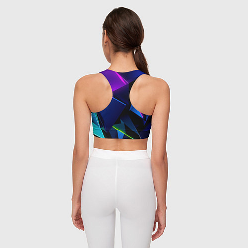 Женский спортивный топ Neon geometric / 3D-принт – фото 4