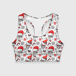 Топик спортивный женский Новогодние черепа, цвет: 3D-принт