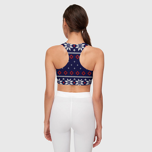 Женский спортивный топ Вязаный новогодний узор / 3D-принт – фото 4