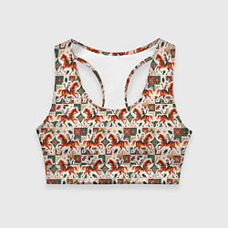 Женский спортивный топ Винтажные коты всадники на лошади