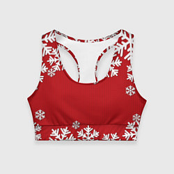 Топик спортивный женский Снежинки, цвет: 3D-принт