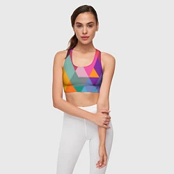 Топик спортивный женский Разноцветные полигоны, цвет: 3D-принт — фото 2