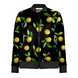 Олимпийка женская Лимоны на черном, цвет: 3D-черный