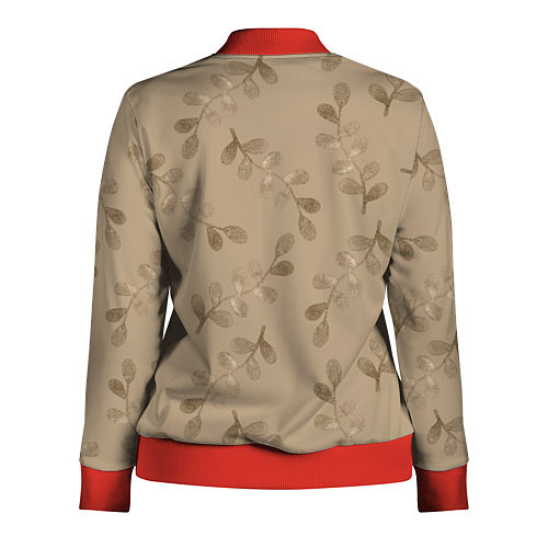 Женская олимпийка Листья на бежевом фоне / 3D-Красный – фото 2