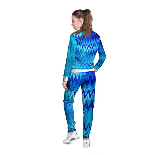 Женская олимпийка Синий-голубой абстрактный узор / 3D-Белый – фото 4