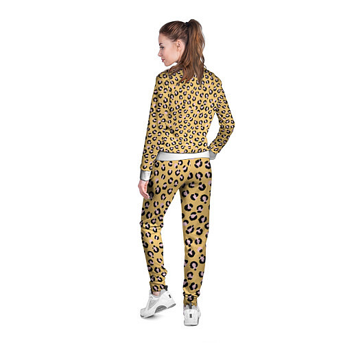 Женская олимпийка Желтый леопардовый принт / 3D-Белый – фото 4