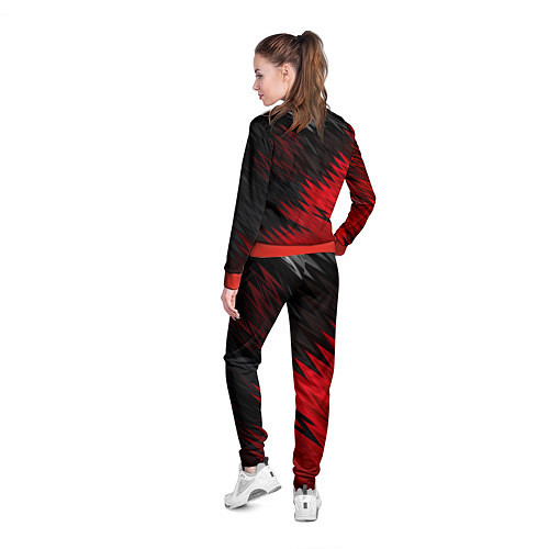 Женская олимпийка ЧЁРНО КРАСНЫЕ КРАСКИ RED BLACK STRIPES / 3D-Красный – фото 4