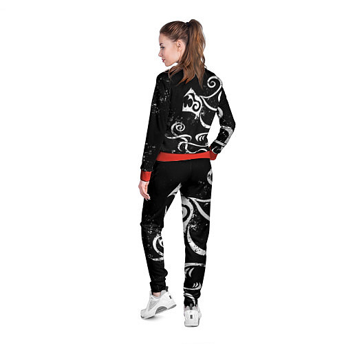 Женская олимпийка ТАТУИРОВКА ДРАКЕНА WHITE AND BLACK / 3D-Красный – фото 4