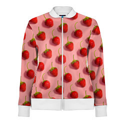 Олимпийка женская Strawberry Pattern, цвет: 3D-белый