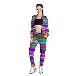 Олимпийка женская Multicolored neon bright stripes, цвет: 3D-красный — фото 2