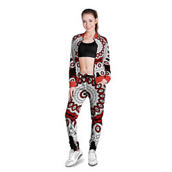 Олимпийка женская Красно-черный калейдоскоп мандала, цвет: 3D-красный — фото 2