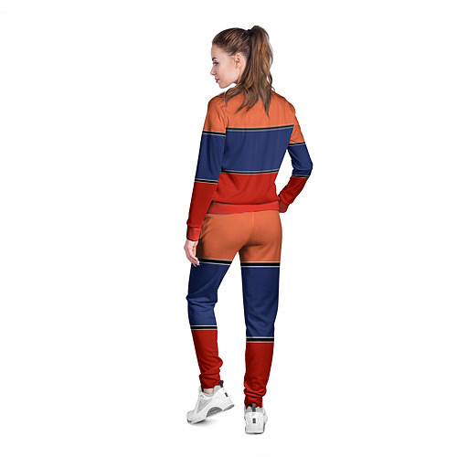 Женская олимпийка Combined pattern striped orange red blue / 3D-Красный – фото 4