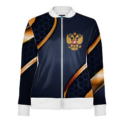 Олимпийка женская Blue & gold герб России, цвет: 3D-белый
