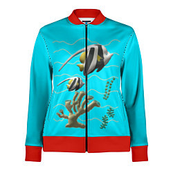 Олимпийка женская Подводный мир рыбки кораллы, цвет: 3D-красный