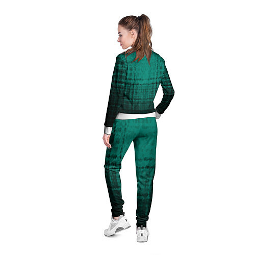 Женская олимпийка Мозаичный узор в черно -зеленых тонах / 3D-Белый – фото 4