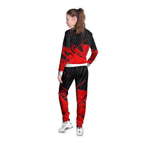 Женская олимпийка Красные брызги на черном фоне / 3D-Белый – фото 4
