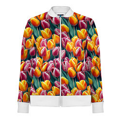 Олимпийка женская Роскошные тюльпаны, цвет: 3D-белый