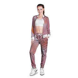 Олимпийка женская Абстрактные розовые волнообразные линии, цвет: 3D-белый — фото 2