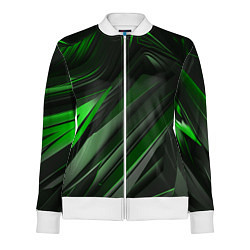 Олимпийка женская Green black abstract, цвет: 3D-белый