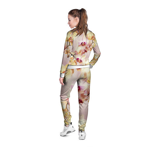 Женская олимпийка Желтые и нежно-розовые орхидеи - паттерн / 3D-Белый – фото 4