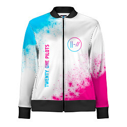 Олимпийка женская Twenty One Pilots neon gradient style: надпись, си, цвет: 3D-черный