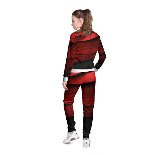 Женская олимпийка Шероховатая красно-черная текстура / 3D-Белый – фото 4