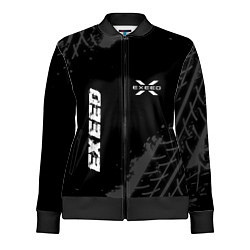 Олимпийка женская Exeed speed на темном фоне со следами шин: надпись, цвет: 3D-черный