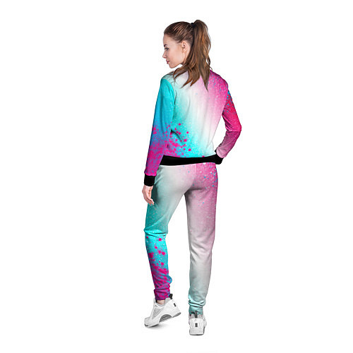 Женская олимпийка Skyrim neon gradient style: надпись, символ / 3D-Черный – фото 4