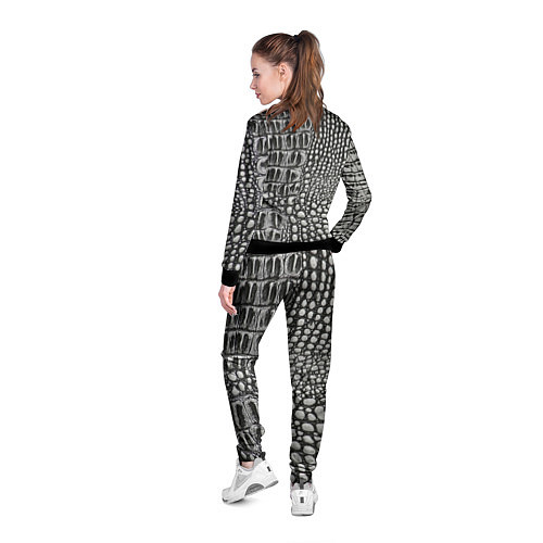 Женская олимпийка Кожа крокодила - текстура / 3D-Черный – фото 4