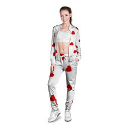 Олимпийка женская Красные сердечки на белом, цвет: 3D-белый — фото 2