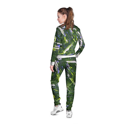 Женская олимпийка Космические кибер схемы зелёные / 3D-Белый – фото 4