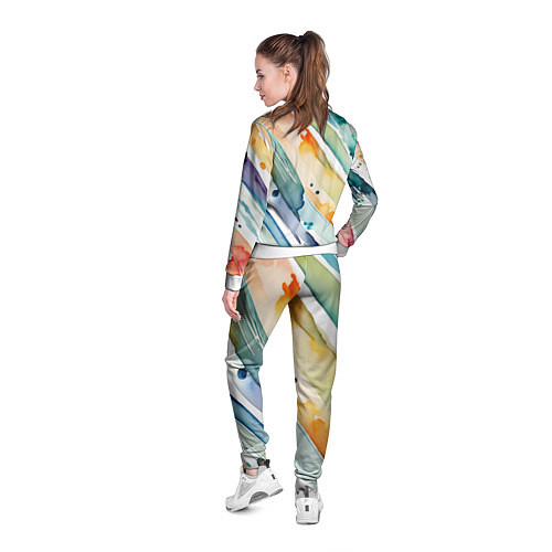 Женская олимпийка Цветный акварельные мазки - нейросеть / 3D-Белый – фото 4