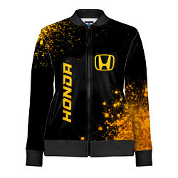 Олимпийка женская Honda - gold gradient: надпись, символ, цвет: 3D-черный