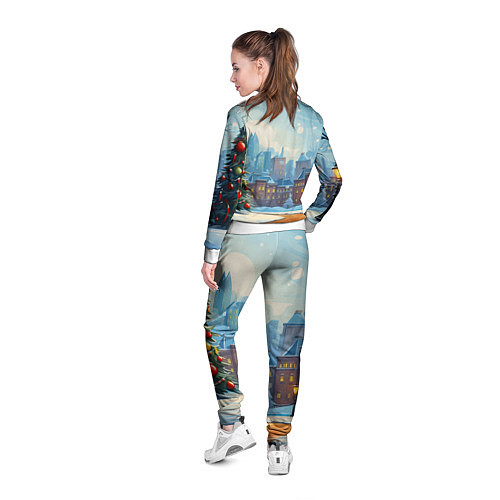 Женская олимпийка Новогодний город / 3D-Белый – фото 4