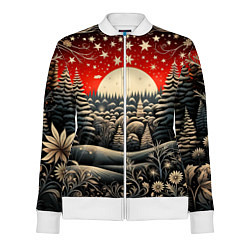 Олимпийка женская Новогодняя сказка зимний рисунок, цвет: 3D-белый