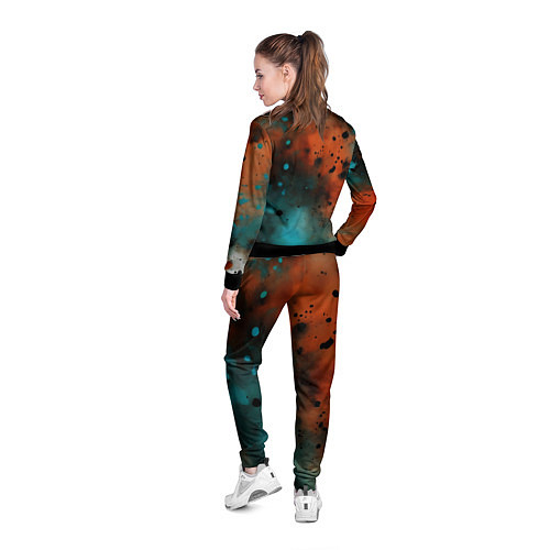 Женская олимпийка Акварельные брызги в оранжевом / 3D-Черный – фото 4