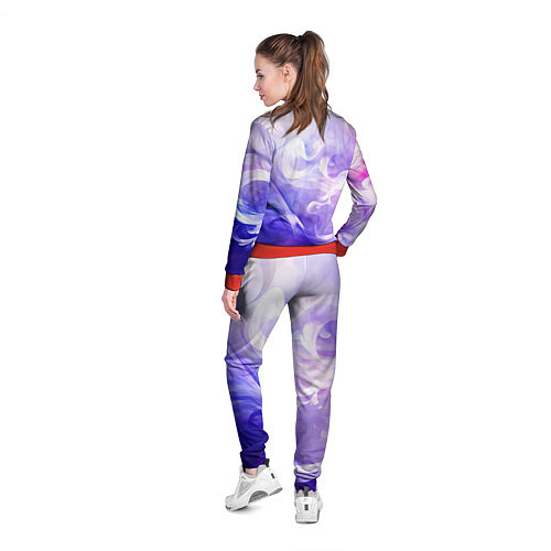 Женская олимпийка Белые узоры на абстрактном фиолетовом фоне / 3D-Красный – фото 4